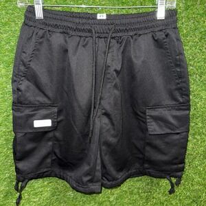 Manfinity Men's Black‎ Cargo Shorts Drawstring Waist Casual Active Small